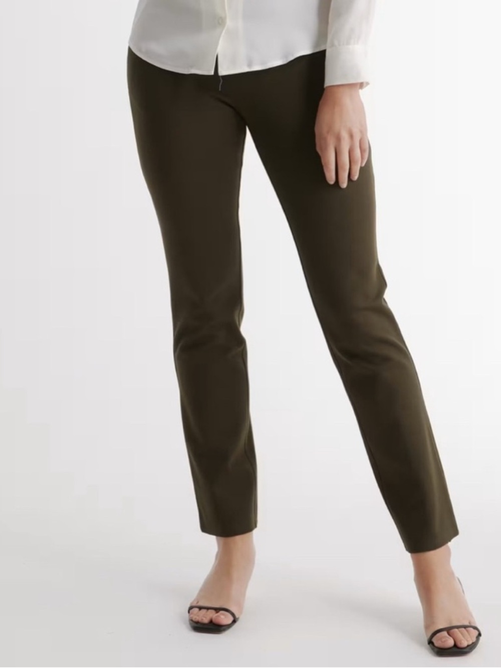 Quince Ultra-Stretch Ponte Straight Leg Pants | Olive Green | Medium Tall